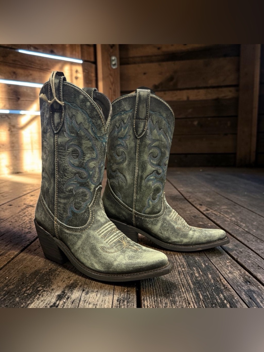 Liberty Black Women’s Western Boots Vintage Green #LB-711219